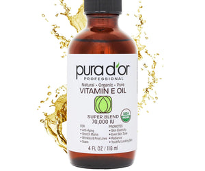 PURA D'OR Organic Vitamin E Oil Blend 70,000 IU For Scars, Skin, Face & Full Body