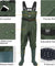 TIDEWE Bootfoot Chest Wader  2-Ply Nylon/PVC Waterproof Fishing Hunting Waders with Boot Hanger for Men Women Green Brown
