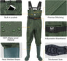 TIDEWE Bootfoot Chest Wader  2-Ply Nylon/PVC Waterproof Fishing Hunting Waders with Boot Hanger for Men Women Green Brown