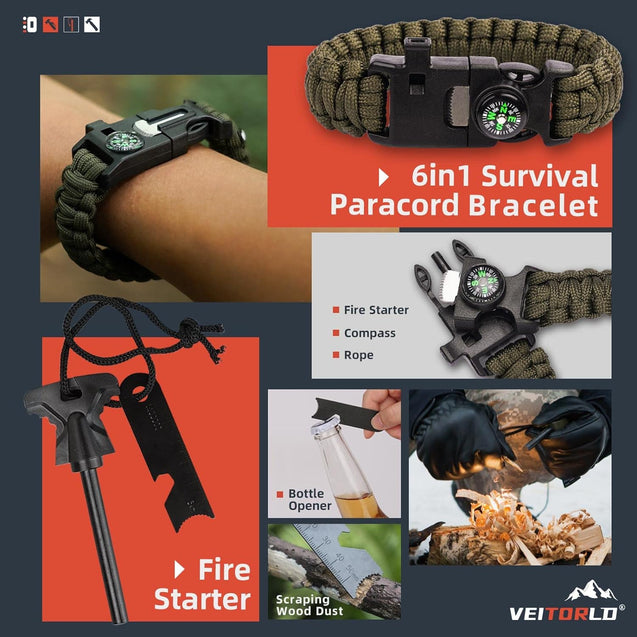 VEITORLD 12-in-1 Survival Gear and Equipment