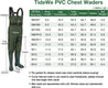 TIDEWE Bootfoot Chest Wader  2-Ply Nylon/PVC Waterproof Fishing Hunting Waders with Boot Hanger for Men Women Green Brown