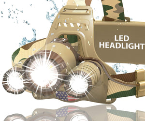 DanForce USB Rechargeable LED Headlamp  for Adults, Camping, Outdoors & Hard Hat Work