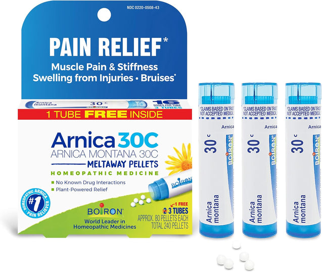Boiron Arnica Montana 30C for Relief from Muscle Pain, Muscle Stiffness, Swelling from Injury, and Discoloration from Bruises
