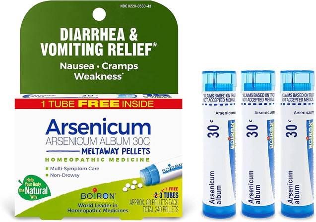 Boiron Arsenicum Album 30C Homeopathic Medicine for Relief from Diarrhea, Nausea, Vomiting, Cramps, and Traveler's Diarrhea, 80 Count - 3 Count (Pack of 1)