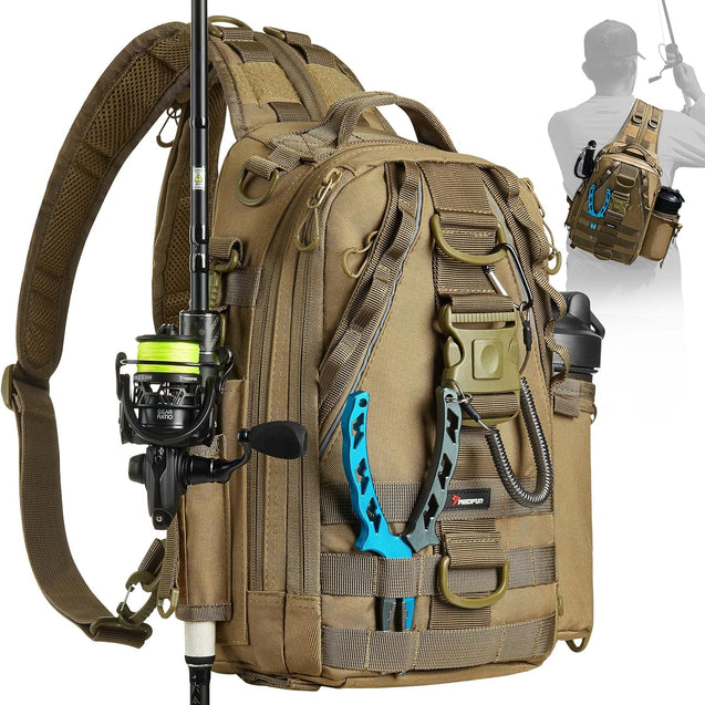 Piscifun Fishing Tackle Backpack with Rod & Gear Holder