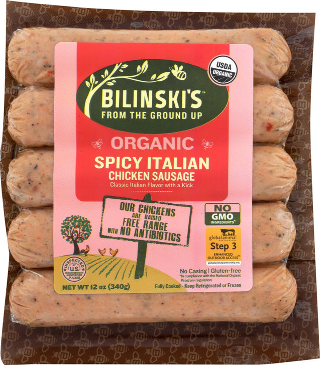 Bilinskis: Chicken Sausage Spicy Italian Organic, 12 Oz