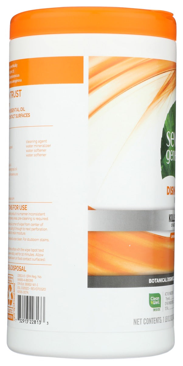 Seventh Generation: Disinfecting Wipes Lemongrass Citrus Scent, 70 Wipes