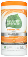 Seventh Generation: Disinfecting Wipes Lemongrass Citrus Scent, 70 Wipes