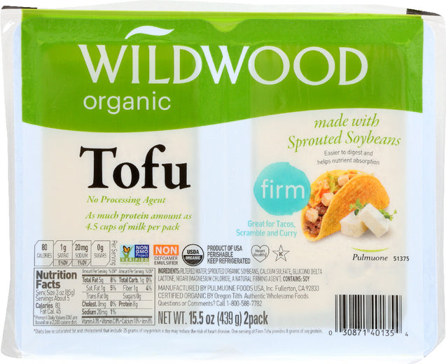 Wildwood: Organic Sprout Tofu Firm 2 Pack, 15.50 Oz