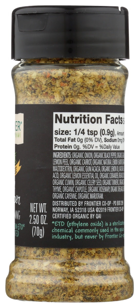 Frontier Herb: Organic Salt Free Lemon Pepper Seasoning, 2.5 Oz