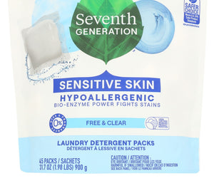Seventh Generation: Laundry Detergent Packs Free & Clear, 45 Pc