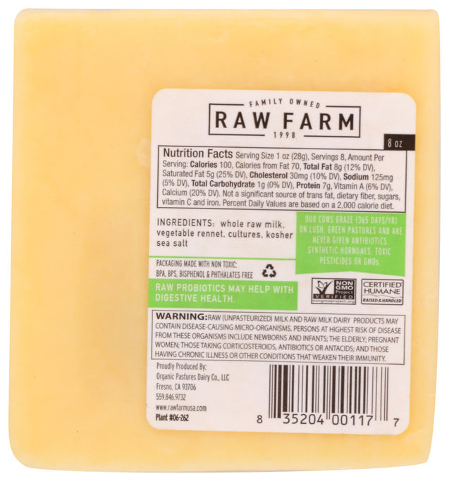 Organic Pastures: Cheese Cheddar Pastre Grz, 8 Oz