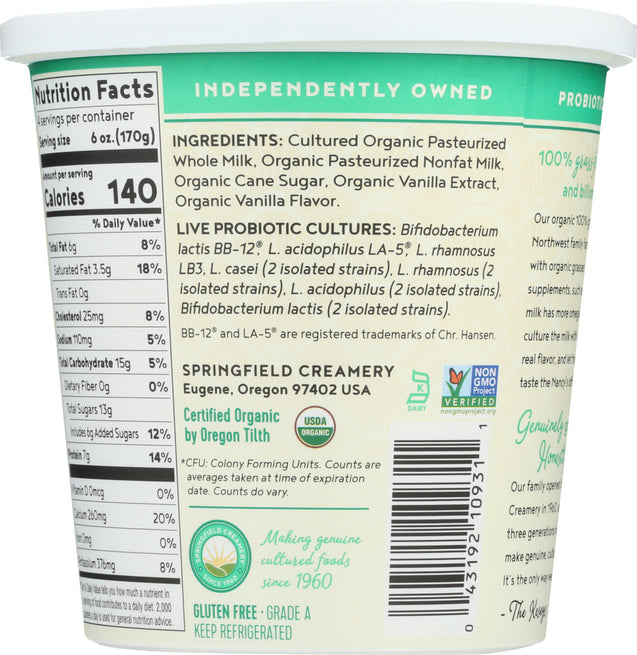 Nancys: Organic 100 Percent Grass Fed Vanilla Yogurt, 24 Oz