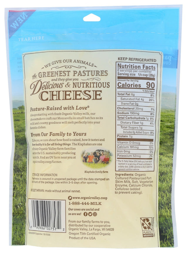Organic Valley: Mozzarella Cheese Shred, 6 Oz