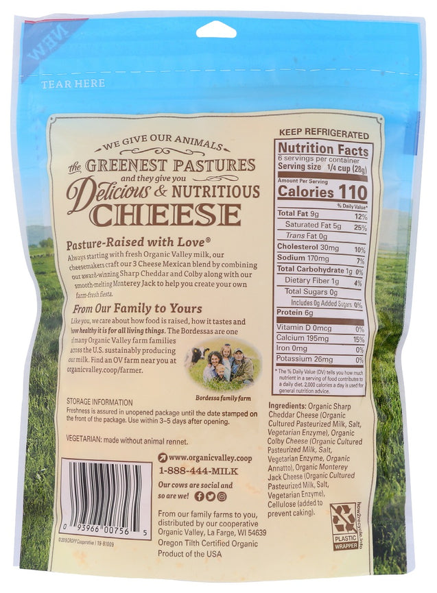 Organic Valley: 3 Cheese Mexican, 6 Oz