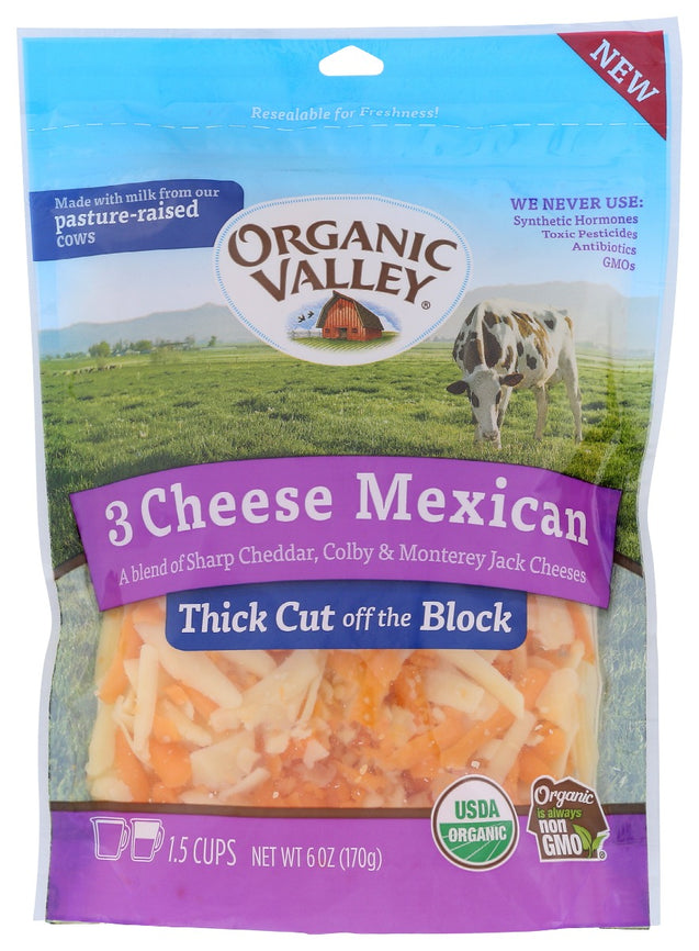 Organic Valley: 3 Cheese Mexican, 6 Oz