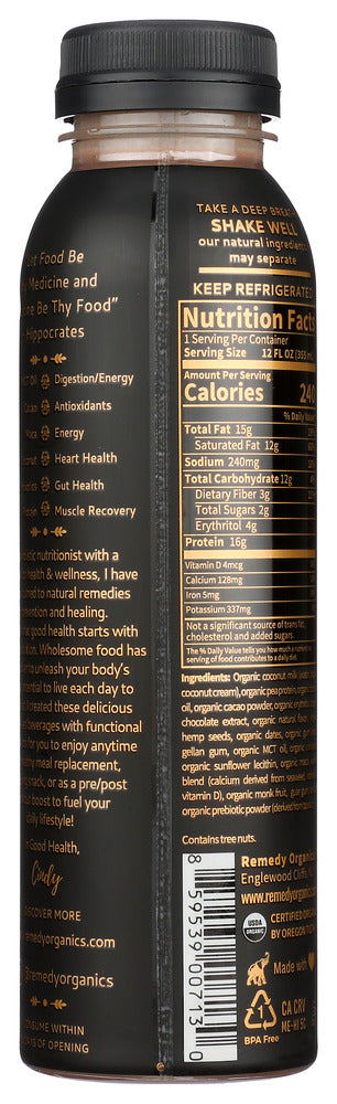 Remedy Organics: Bev Chocolate Keto, 12 Oz