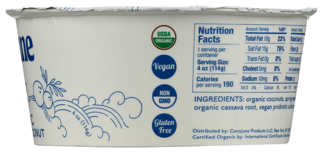 Cocojune: Yogurt Pure Coconut Organic, 4 Oz