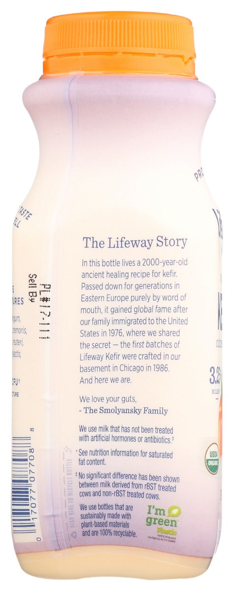 Lifeway: Kefir Whole Milk Organic Peach, 8 Oz