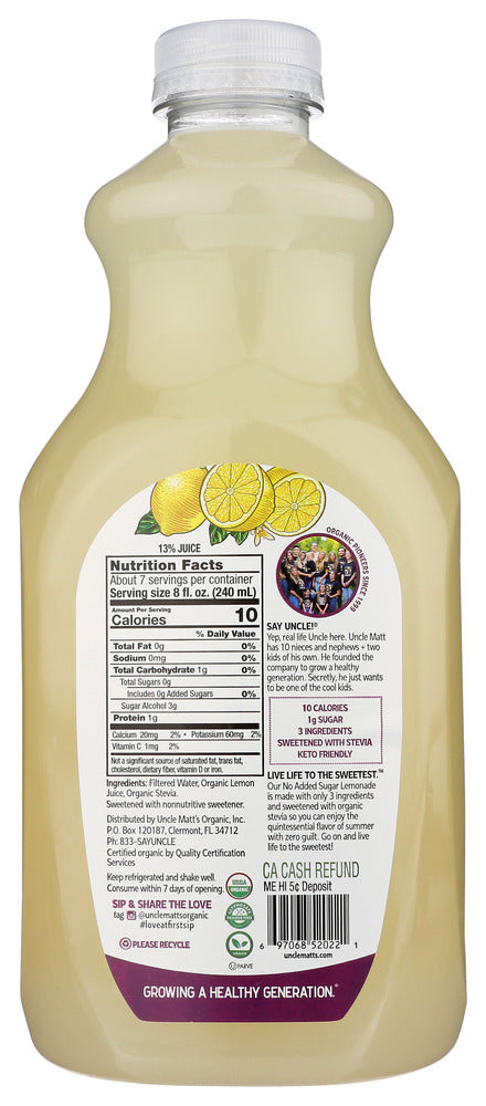 Uncle Matts Organic: Organic Lemonade No Sugar Added, 52 Fo