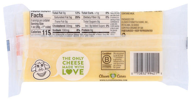 Clover Sonoma: Organic Medium White Cheddar Block, 8 Oz