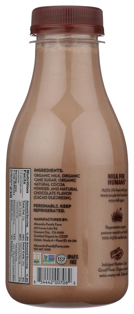 Alexandre Family Farm: Organic A2a2 Chocolate Milk, 12 Fo
