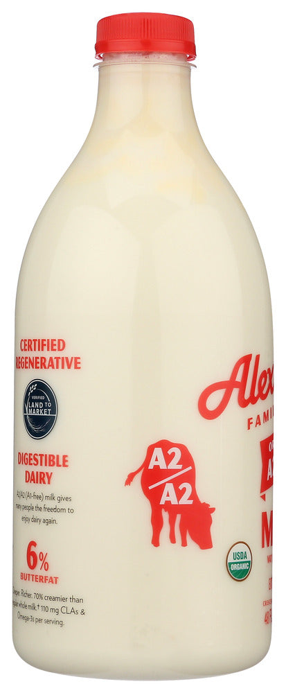 Alexandre Family Farm: Organic A2a2 Cream Top Whole Milk, 48 Fo