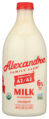 Alexandre Family Farm: Organic A2a2 Cream Top Whole Milk, 48 Fo
