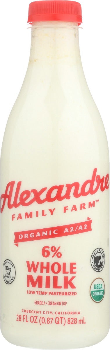 Alexandre Family Farm: Organic A2a2 Cream Top Whole Milk, 28 Fo