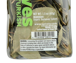 Spicely Organics: Organic Bay Leaves Turkish, 1.5 Oz