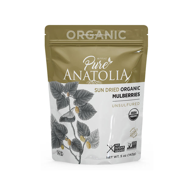 Pure Anatolia: Sun Dried Organic Mulberries, 5oz