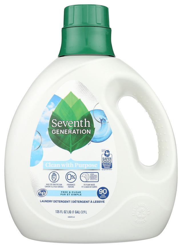 Seventh Generation: Liquid Laundry Detergent Free And Clear, 135 Fo