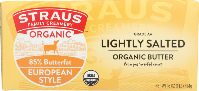 Straus: Organic Lightly Salted European Style Butter, 1 Lb