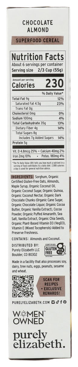 Purely Elizabeth: Chocolate Almond Superfood Cereal With Vitamin D, 11 Oz