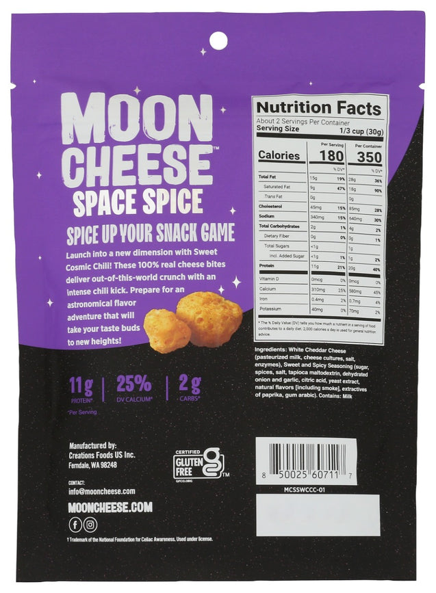 Moon Cheese: Space Spice Sweet Cosmic Chili Cheese Snack, 2 Oz