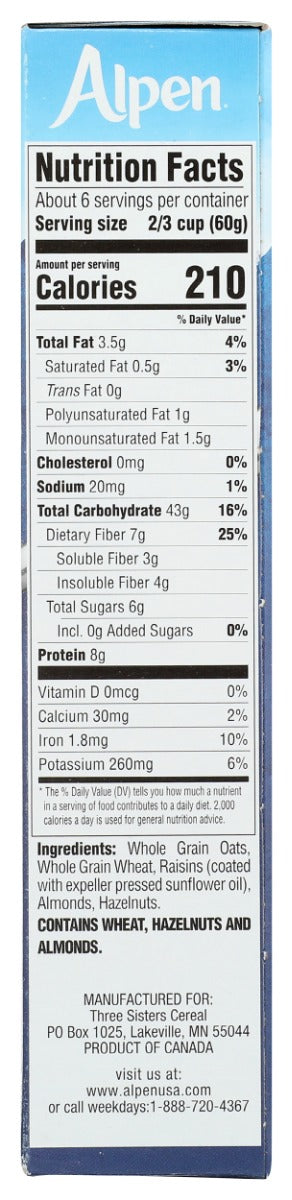 Alpen: Muesli Cereal No Sugar Added, 14 Oz