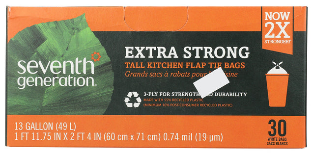 Seventh Generation: Tall Kitchen Bags 13 Gallon 2-ply, 30 Pc