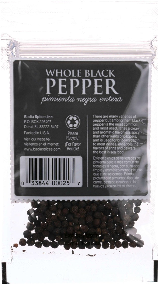Badia: Whole Black Pepper, 0.5 Oz