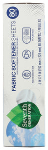 Seventh Generation: Fabric Softener Sheets Free And Clear, 80 Pc
