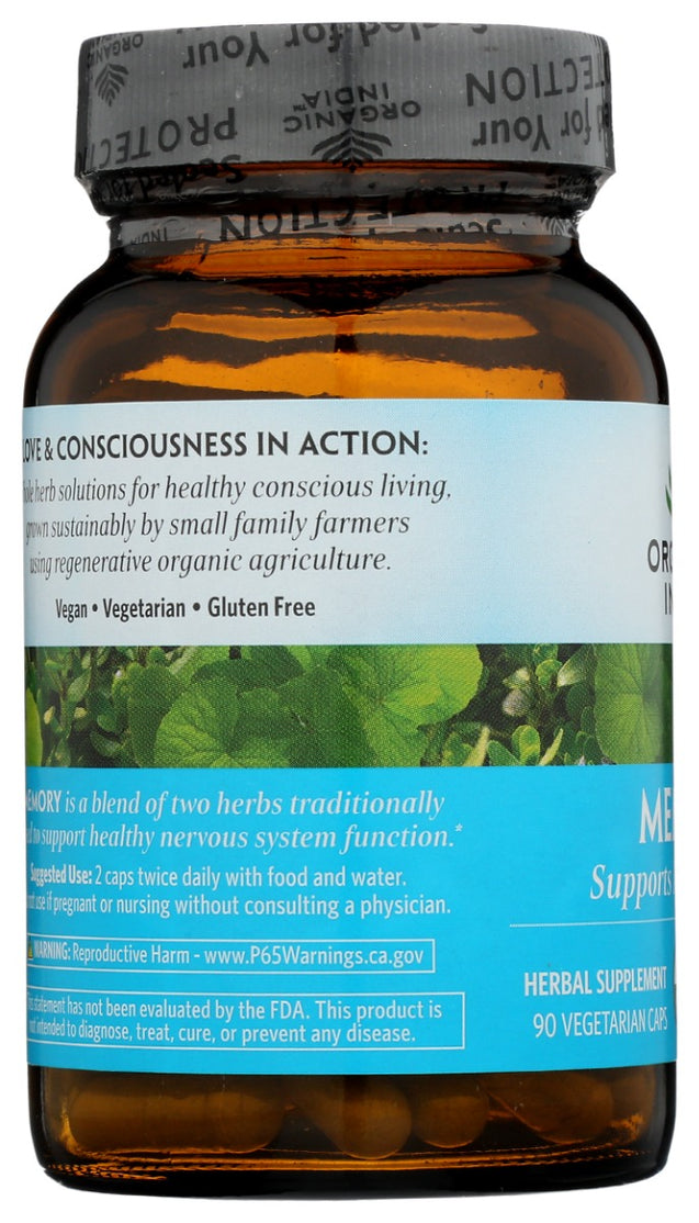 Organic India: Memory Gotu Kola And Bacopa Supplement, 90 Cp