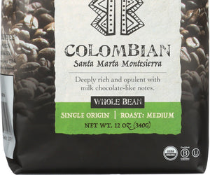 Jim's Organic Coffee: Whole Bean Colombian, 12 Oz