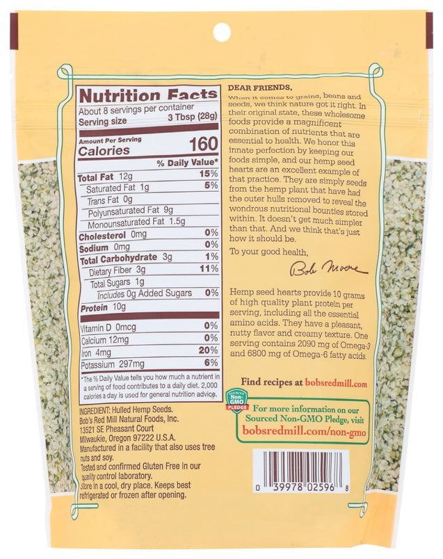 Bobs Red Mill: Hulled Hemp Seed Hearts, 8 Oz