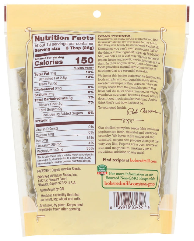 Bobs Red Mill: Premium Shelled Pumpkin Seeds, 12 Oz