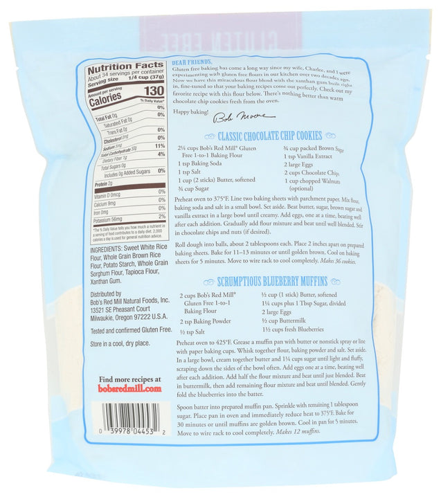 Bobs Red Mill: Baking Flour Gluten Free 1 To 1, 44 Oz