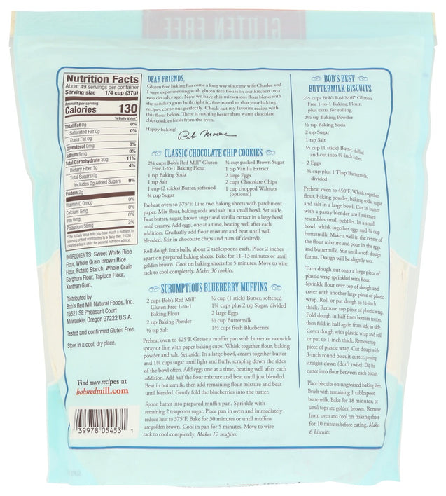 Bobs Red Mill: Gluten Free 1 To 1 Baking Flour, 64 Oz
