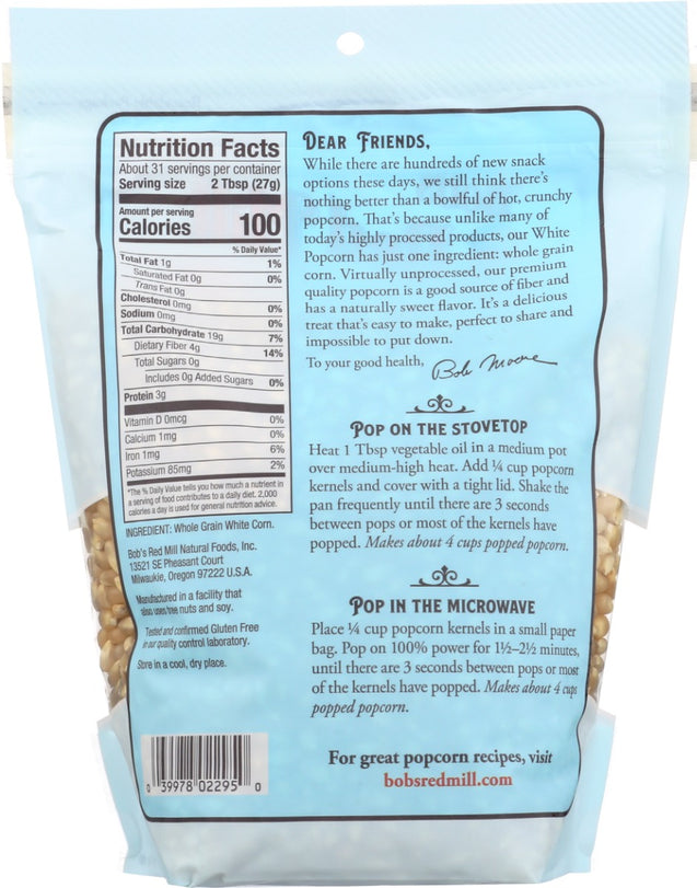Bobs Red Mill: White Popcorn, 30 Oz