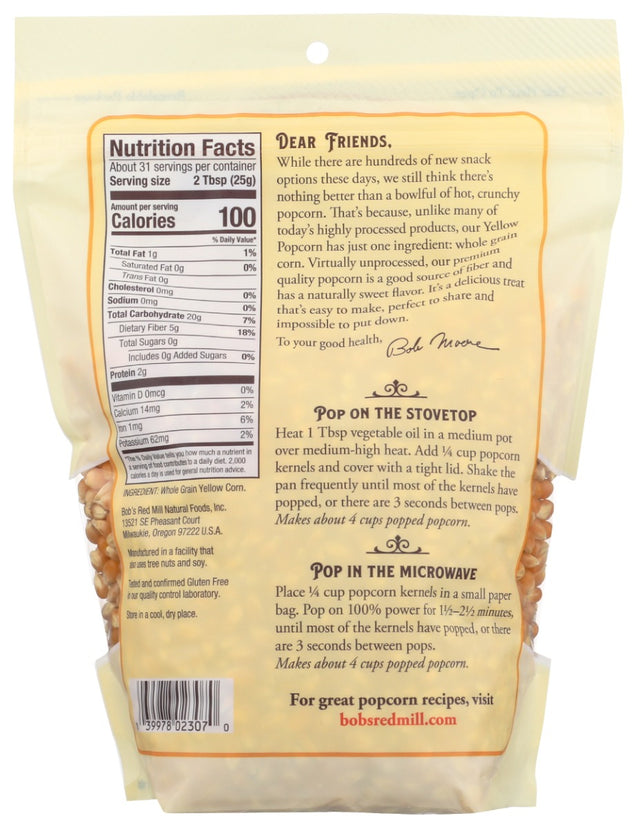 Bobs Red Mill: Yellow Popcorn, 30 Oz