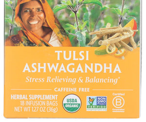Organic India: Tulsi Ashwagandha Tea, 18 Bg
