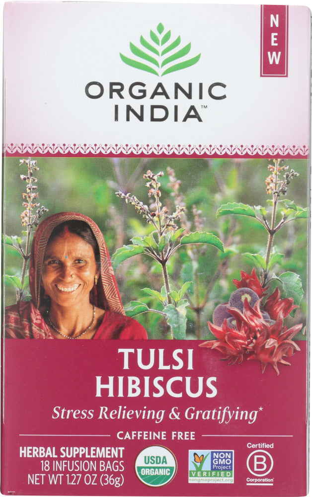 Organic India: Tea Hibiscus Infusion Tulsi, 18 Bg