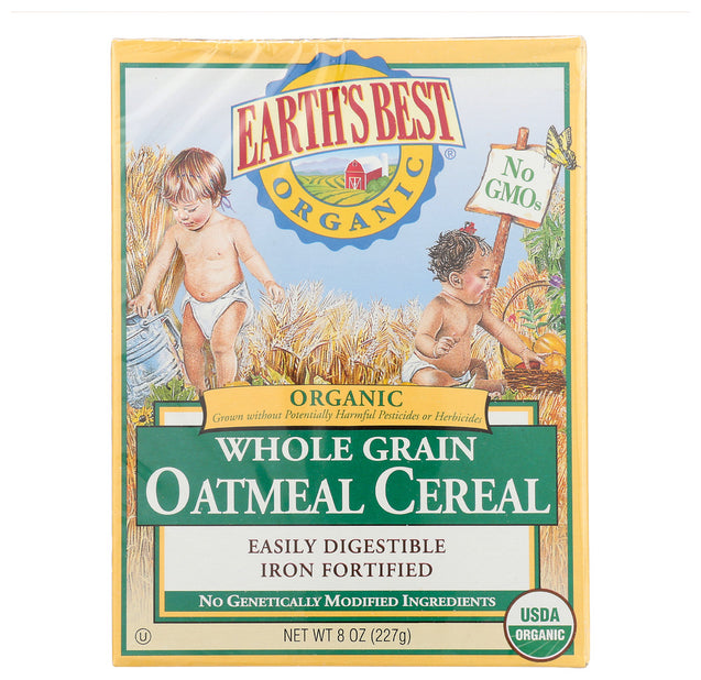 Earth's Best Organic Whole Grain Oatmeal Cereal, 8 Oz